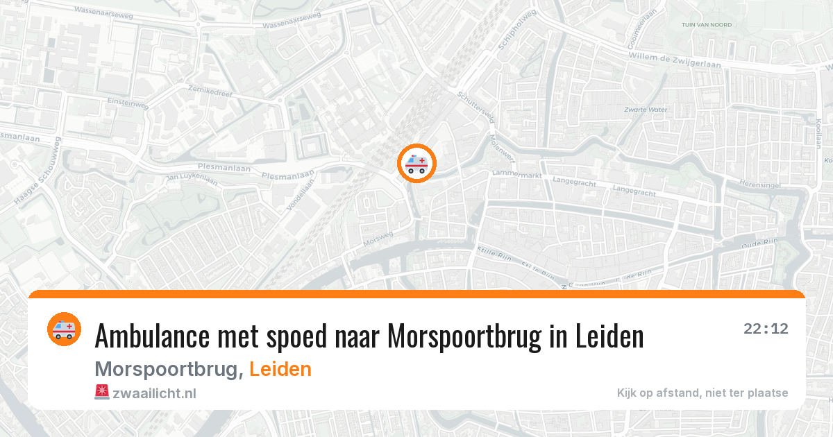 Ambulance met spoed naar Morspoortbrug in Leiden — 14 aug 2026