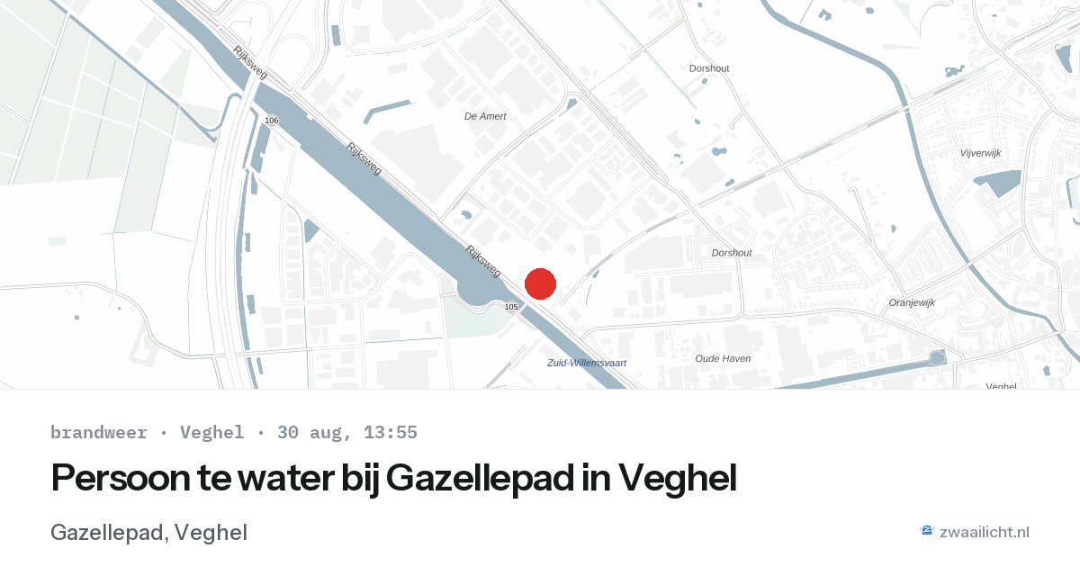 Persoon te water bij Gazellepad in Veghel — 30 aug 2026