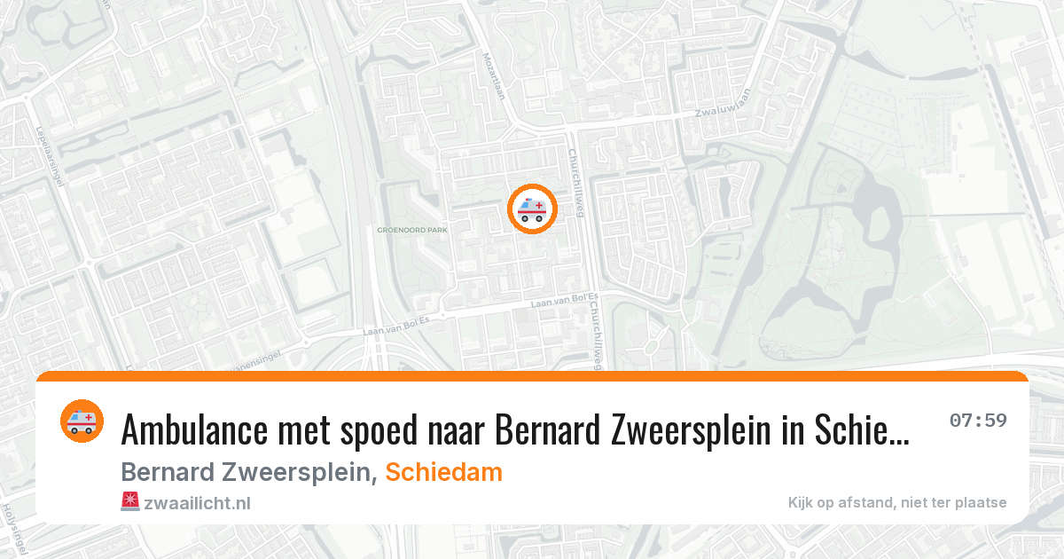 Ambulance met spoed naar Bernard Zweersplein in Schiedam — 22 jul 2026
