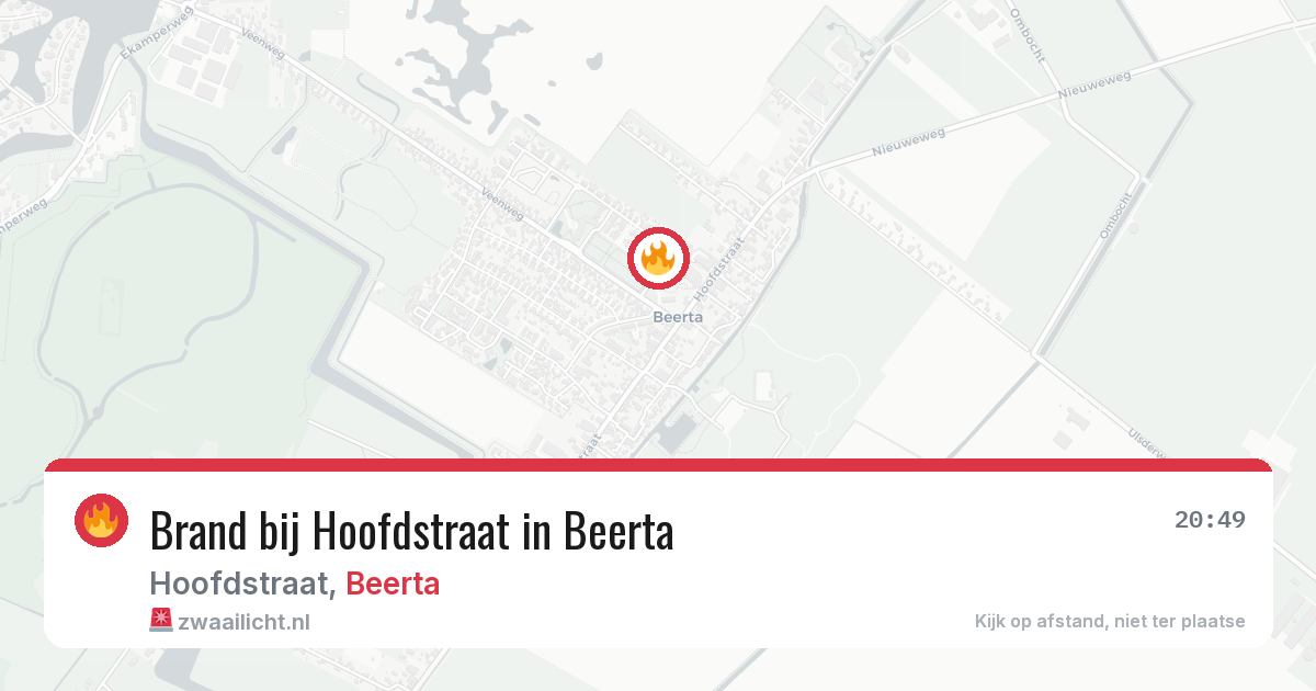 Brand bij Hoofdstraat in Beerta — 6 aug 2026