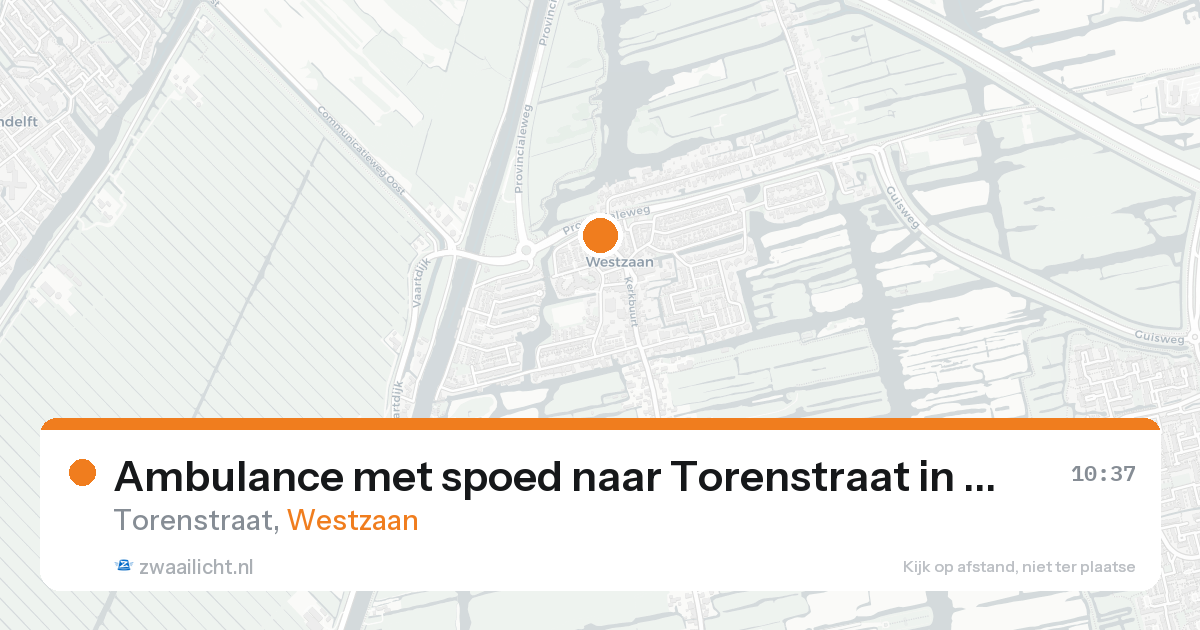 Ambulance met spoed naar Torenstraat in Westzaan — 20 aug 2026