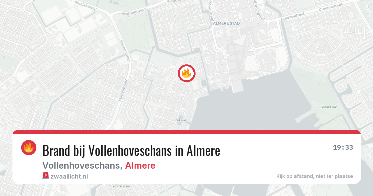 Brand bij Vollenhoveschans in Almere — 16 feb 2026