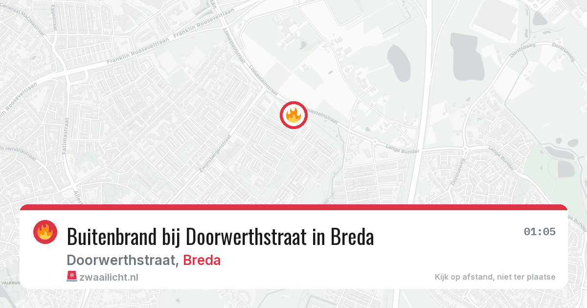 Buitenbrand bij Doorwerthstraat in Breda — 17 mrt 2026
