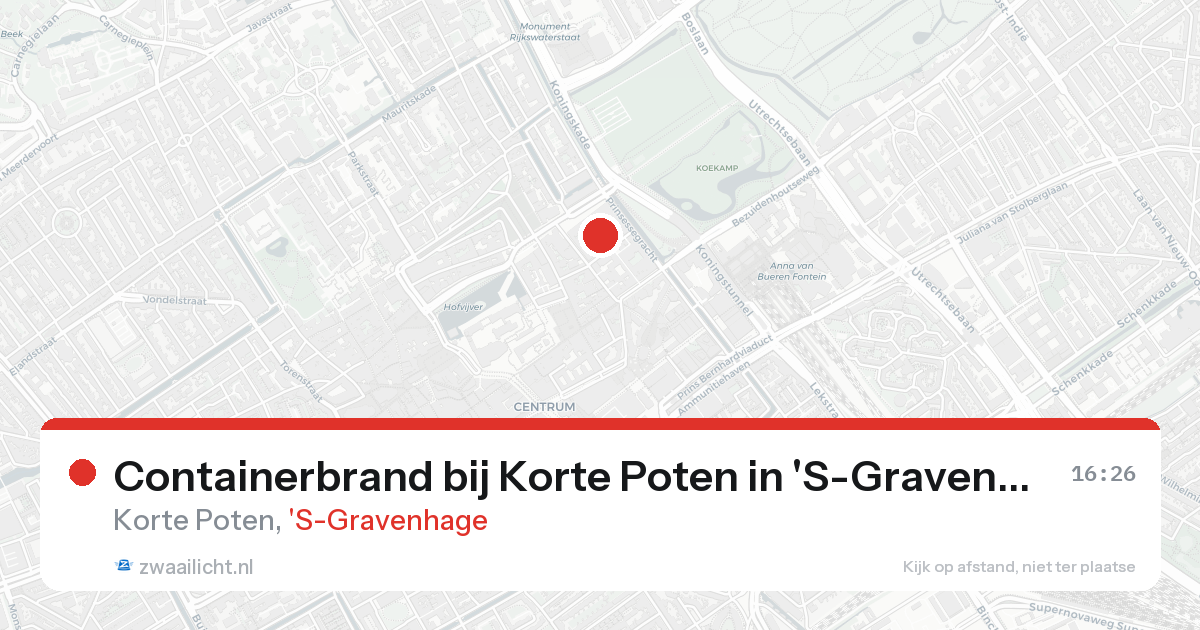 Containerbrand bij Korte Poten in 'S-Gravenhage — 24 aug 2026