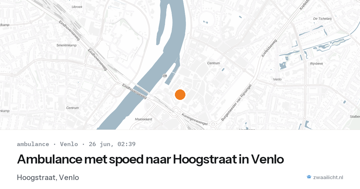 Ambulance met spoed naar Hoogstraat in Venlo — 26 jun 2026