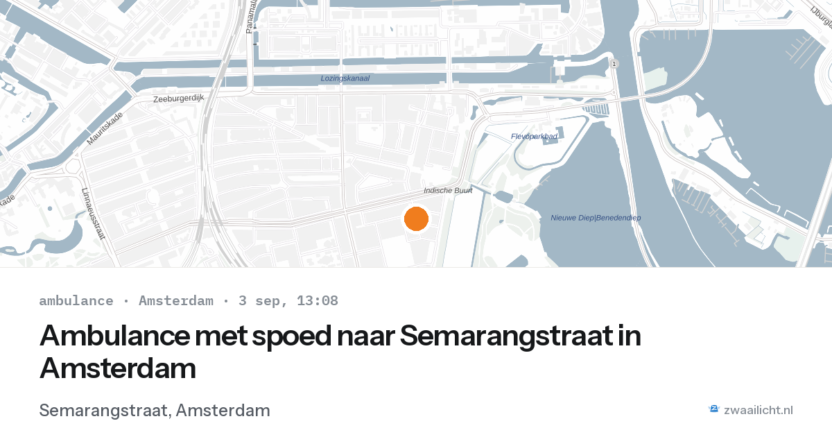 Ambulance met spoed naar Semarangstraat in Amsterdam — 3 sep 2026