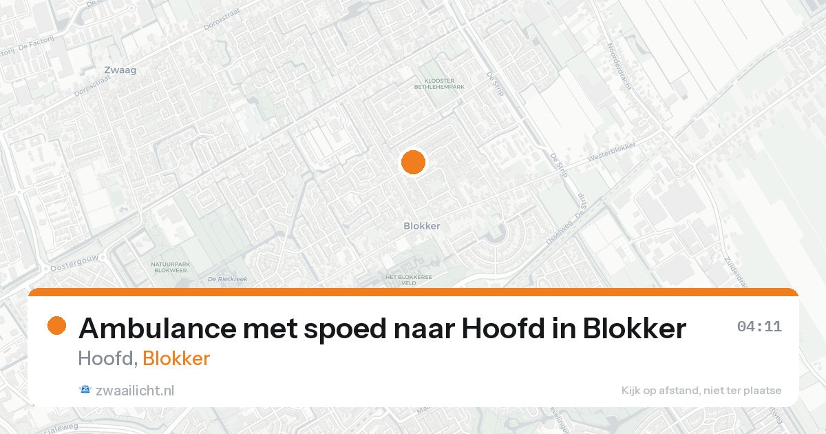 Ambulance met spoed naar Hoofd in Blokker — 15 aug 2026
