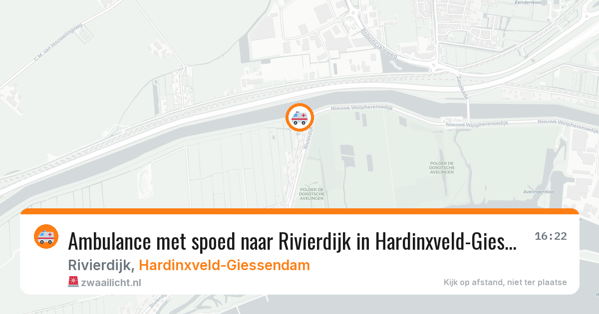 Ambulance met spoed naar Rivierdijk in Hardinxveld-Giessendam — 6 aug 2026