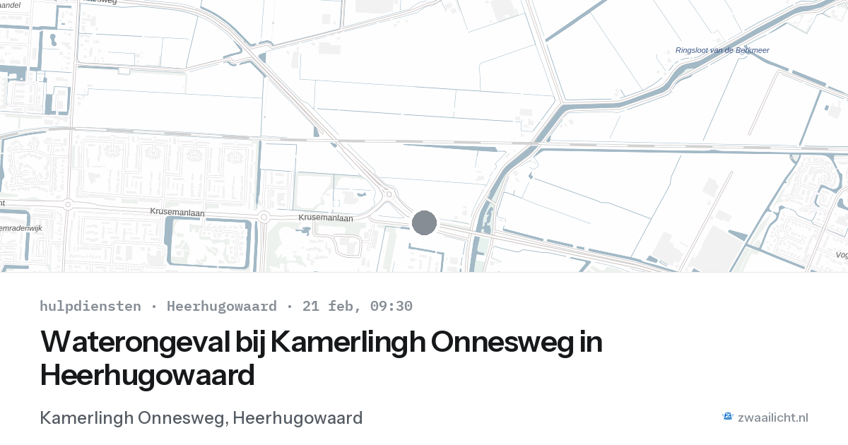 Waterongeval bij Kamerlingh Onnesweg in Heerhugowaard — 21 feb 2026