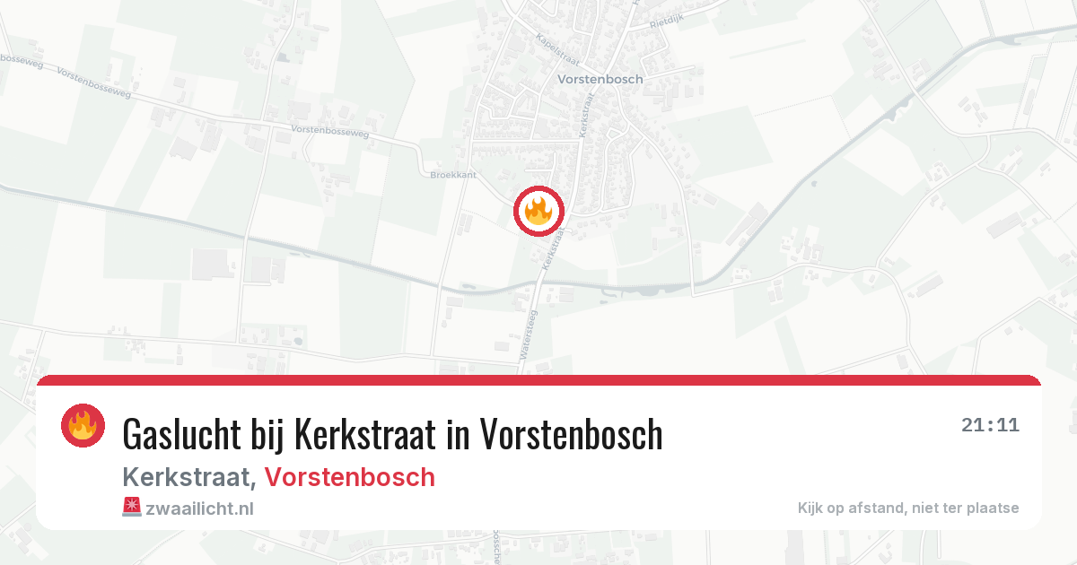 Gaslucht bij Kerkstraat in Vorstenbosch — 21 mrt 2026