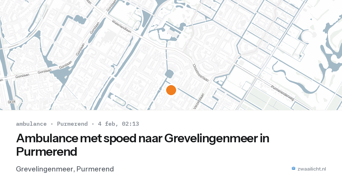 Ambulance met spoed naar Grevelingenmeer in Purmerend — 4 feb 2026