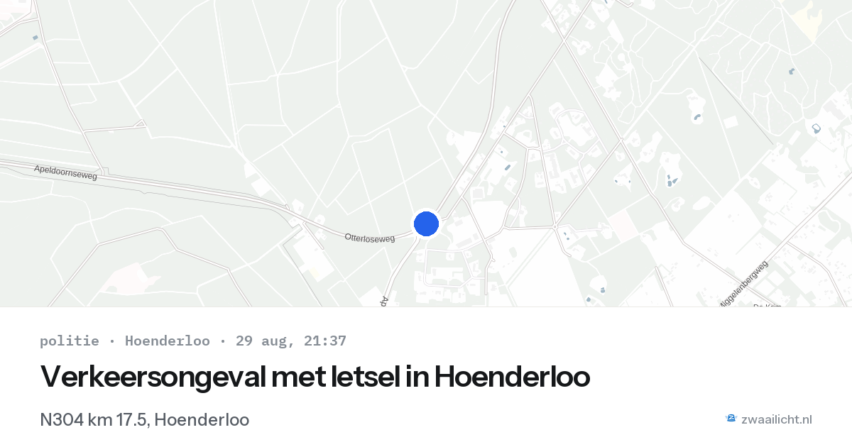 Verkeersongeval met letsel in Hoenderloo — 29 aug 2026