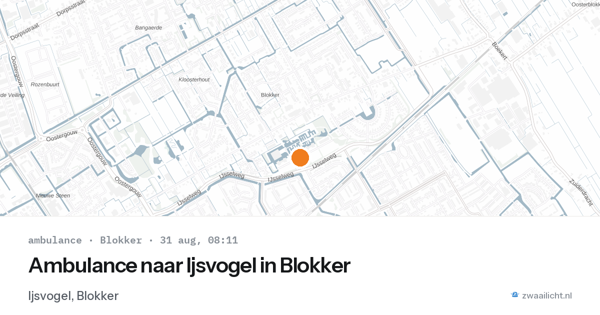 Ambulance naar Ijsvogel in Blokker — 31 aug 2026
