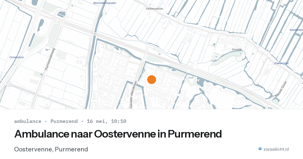 Ambulance naar Oostervenne in Purmerend — 16 mei 2026
