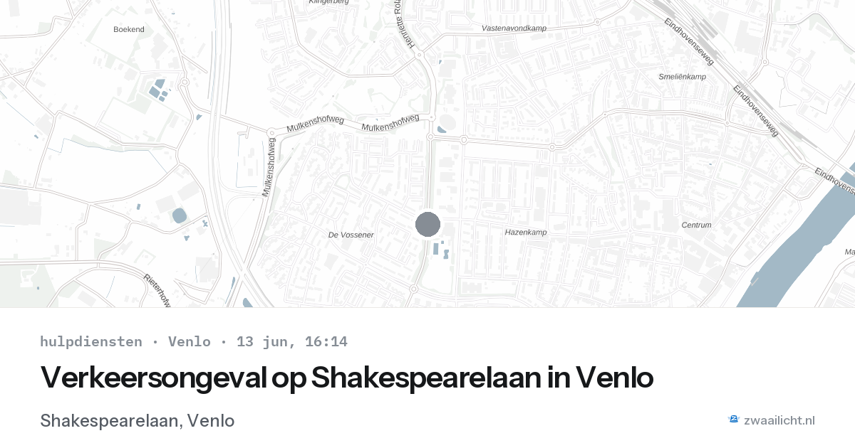 Verkeersongeval op Shakespearelaan in Venlo — 13 jun 2026