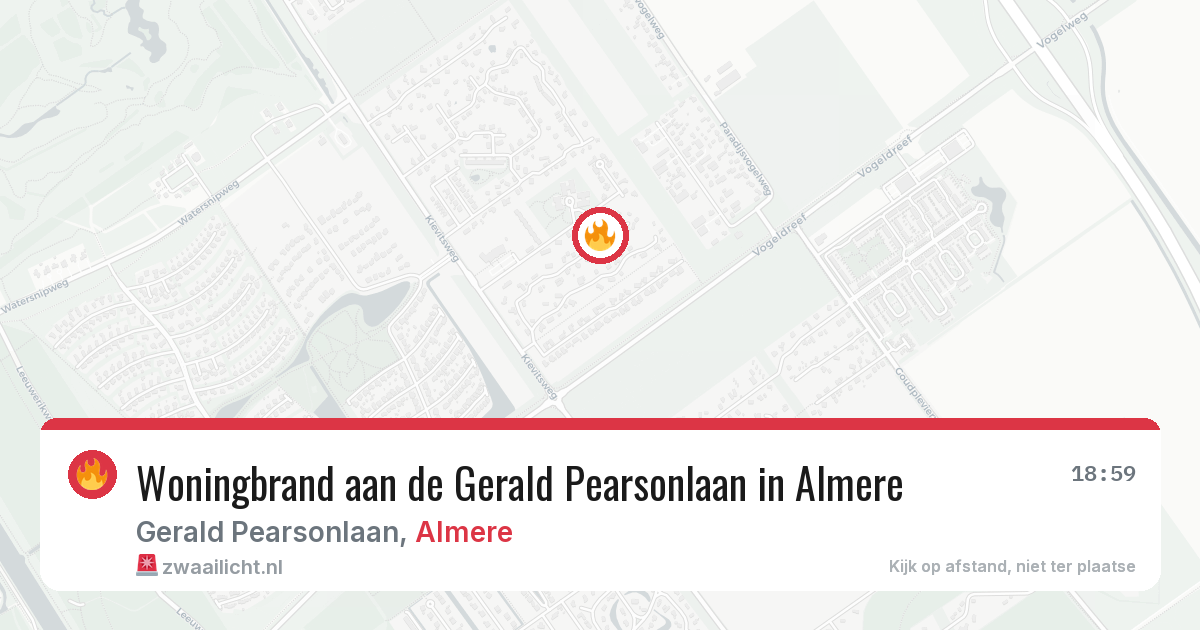 Woningbrand aan de Gerald Pearsonlaan in Almere — 13 jun 2026
