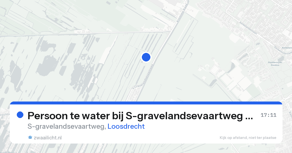Persoon te water bij S-gravelandsevaartweg in Loosdrecht — 20 aug 2026