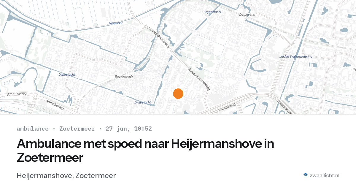 Ambulance met spoed naar Heijermanshove in Zoetermeer — 27 jun 2026