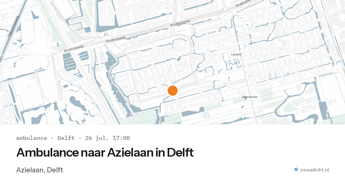 Ambulance naar Azielaan in Delft — 26 jul 2026