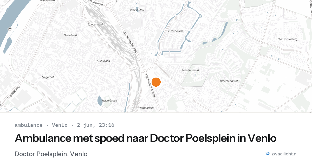 Ambulance met spoed naar Doctor Poelsplein in Venlo — 2 jun 2026