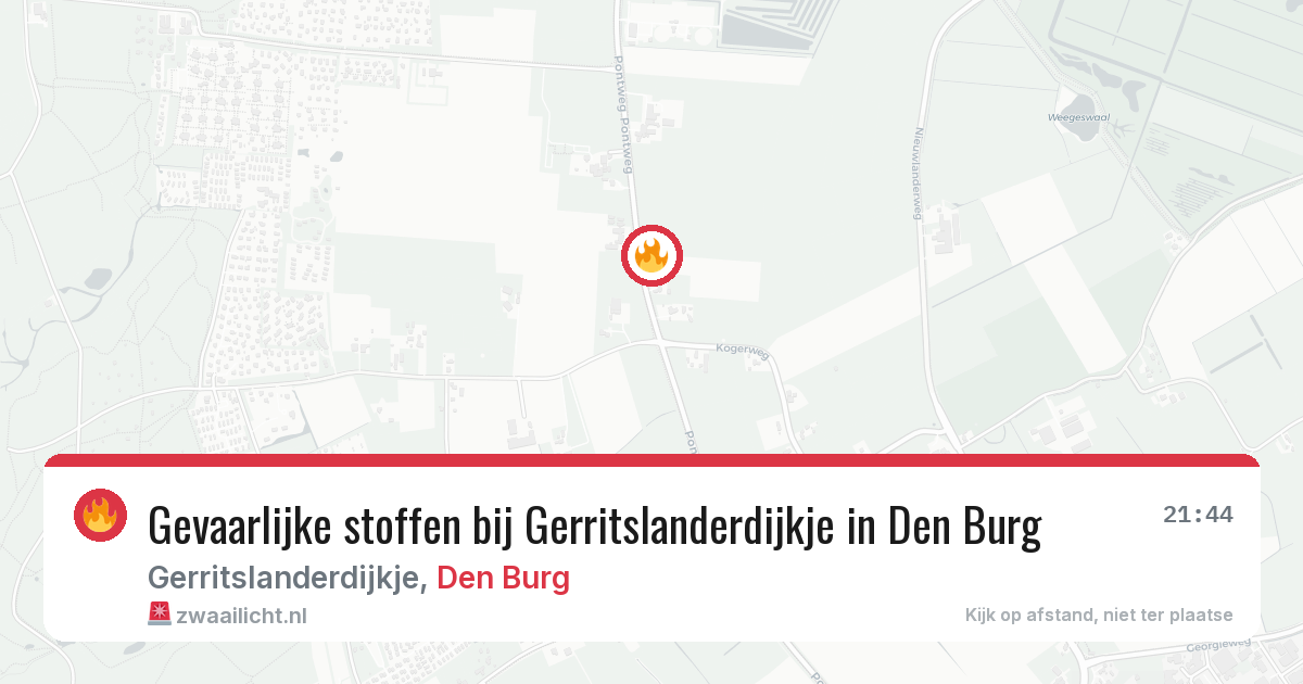 Gevaarlijke stoffen bij Gerritslanderdijkje in Den Burg — 24 mrt 2026