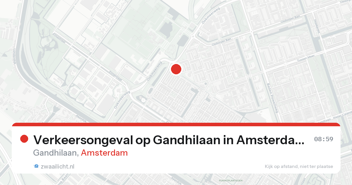 Verkeersongeval op Gandhilaan in Amsterdam — 20 aug 2026