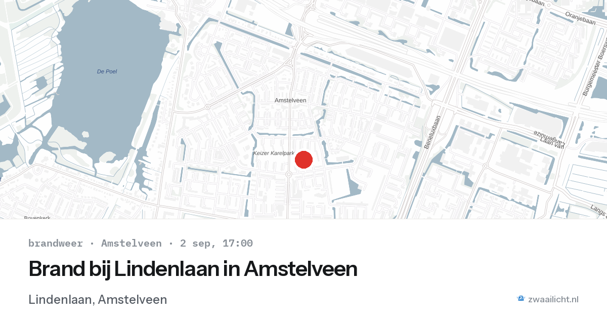 Brand bij Lindenlaan in Amstelveen — 2 sep 2026
