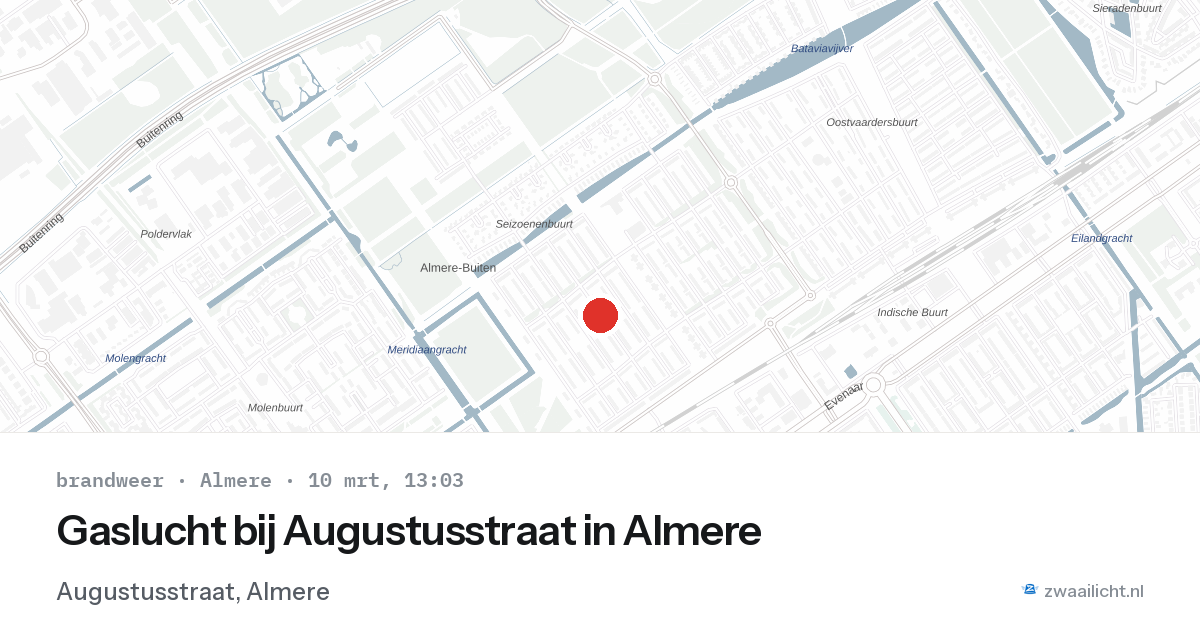 Gaslucht bij Augustusstraat in Almere — 10 mrt 2026