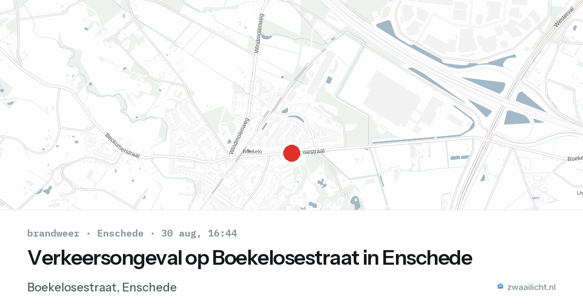 Verkeersongeval op Boekelosestraat in Enschede — 30 aug 2026