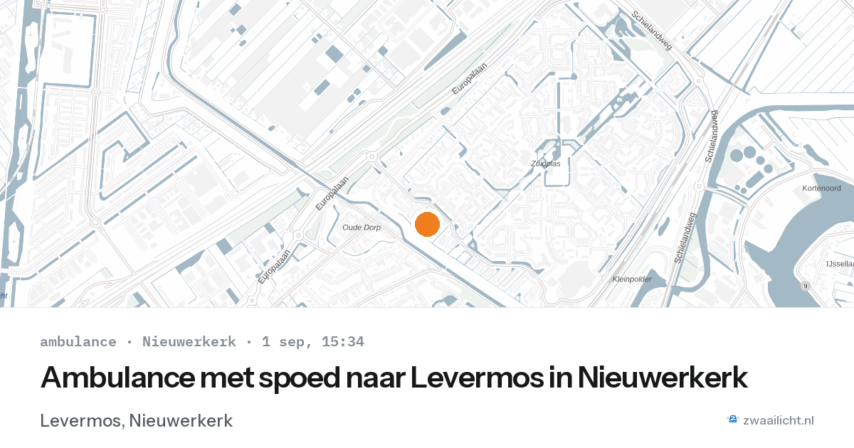 Ambulance met spoed naar Levermos in Nieuwerkerk — 1 sep 2026