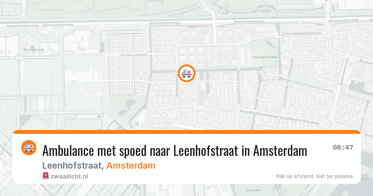 Ambulance met spoed naar Leenhofstraat in Amsterdam — 25 mrt 2026