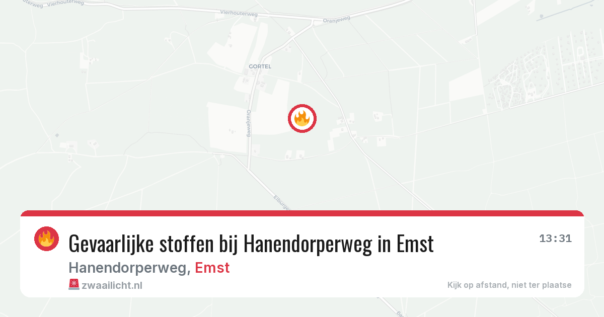 Gevaarlijke stoffen bij Hanendorperweg in Emst — 19 mrt 2026