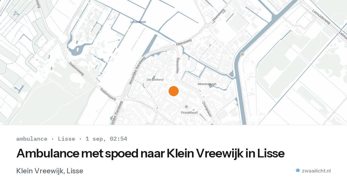 Ambulance met spoed naar Klein Vreewijk in Lisse — 1 sep 2026