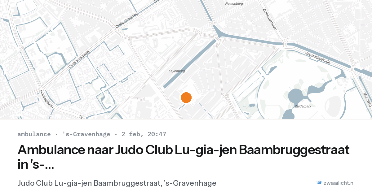 Ambulance naar Judo Club Lu-gia-jen Baambruggestraat in 's-Gravenhage — 2 feb 2026