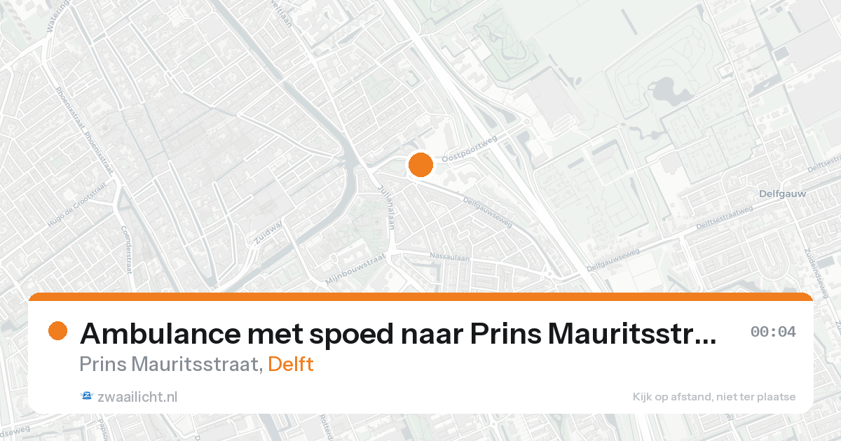 Ambulance met spoed naar Prins Mauritsstraat in Delft — 16 aug 2026