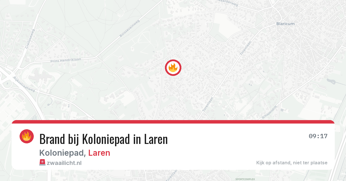 Brand bij Koloniepad in Laren — 13 aug 2026