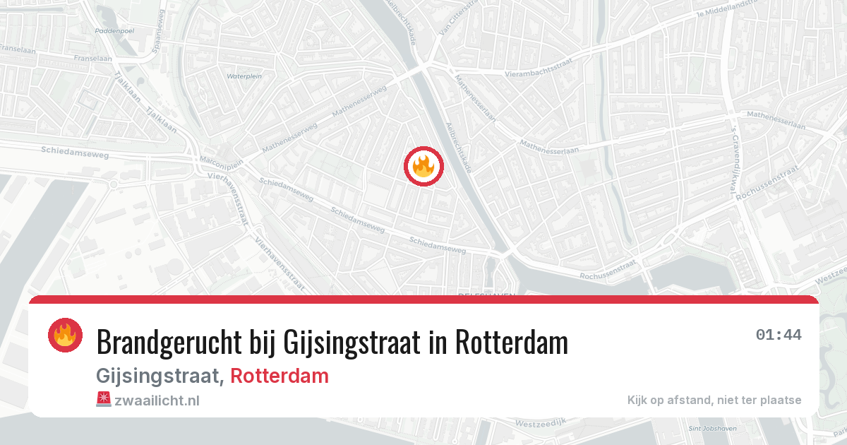 Brandgerucht bij Gijsingstraat in Rotterdam — 1 aug 2026