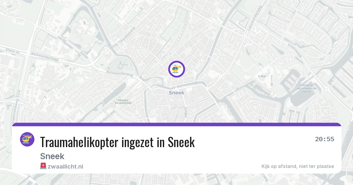 Traumahelikopter ingezet in Sneek — 6 aug 2026 | 🚨 Zwaailicht.nl