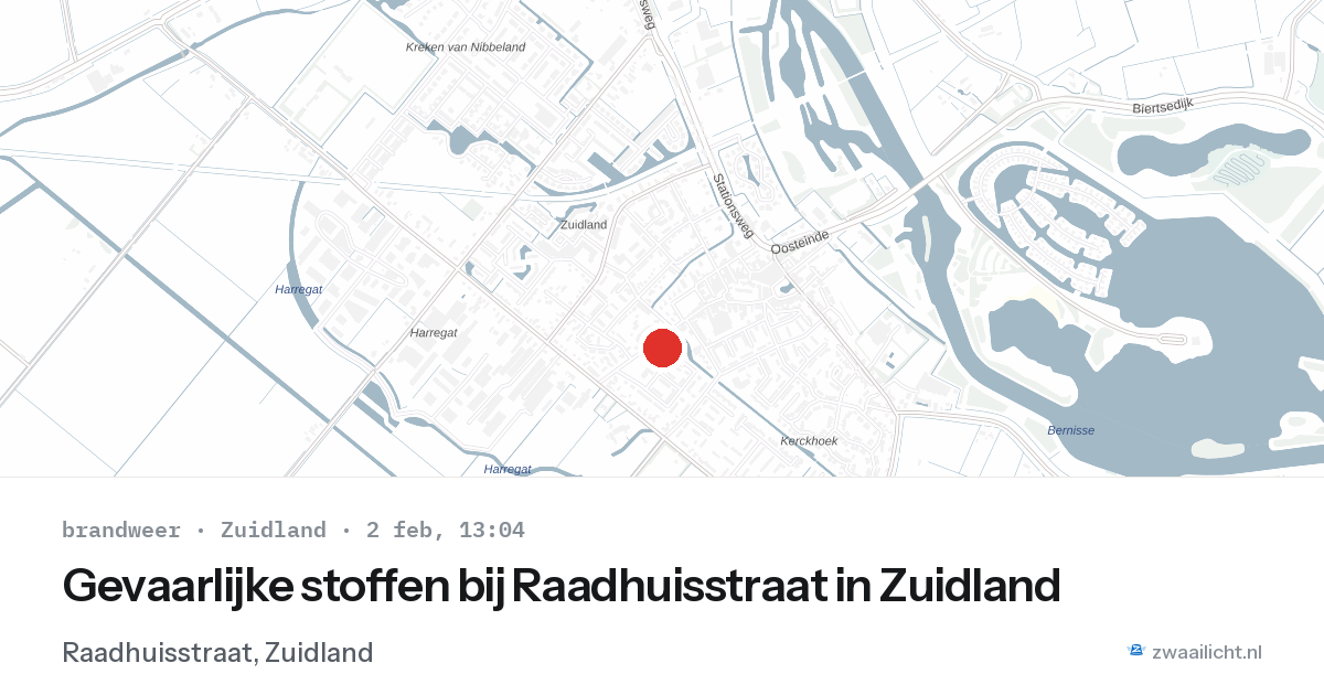 Gevaarlijke stoffen bij Raadhuisstraat in Zuidland — 2 feb 2026
