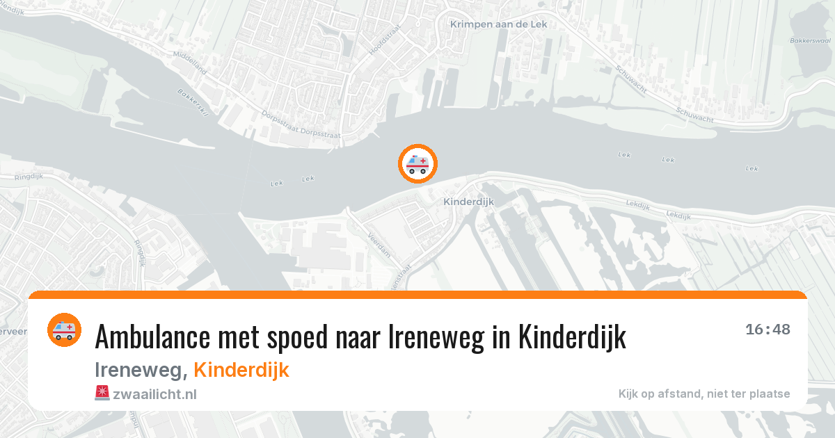 Ambulance met spoed naar Ireneweg in Kinderdijk — 20 mrt 2026
