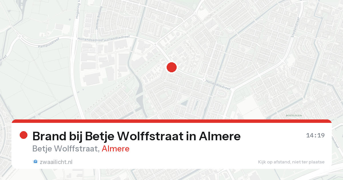 Brand bij Betje Wolffstraat in Almere — 17 aug 2026