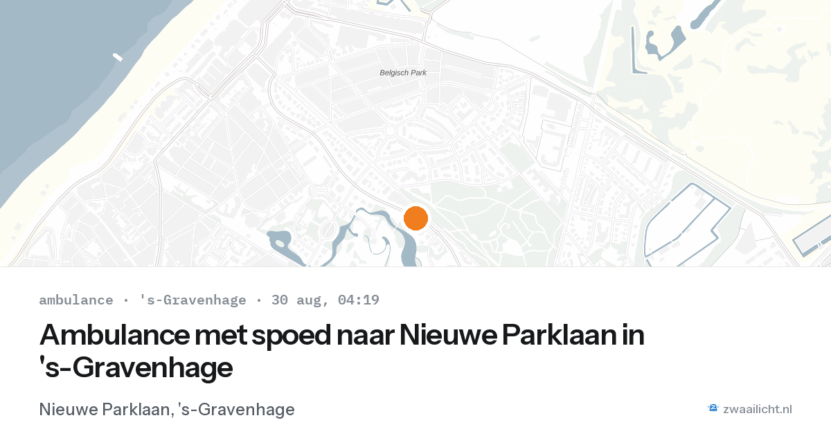 Ambulance met spoed naar Nieuwe Parklaan in 's-Gravenhage — 30 aug 2026