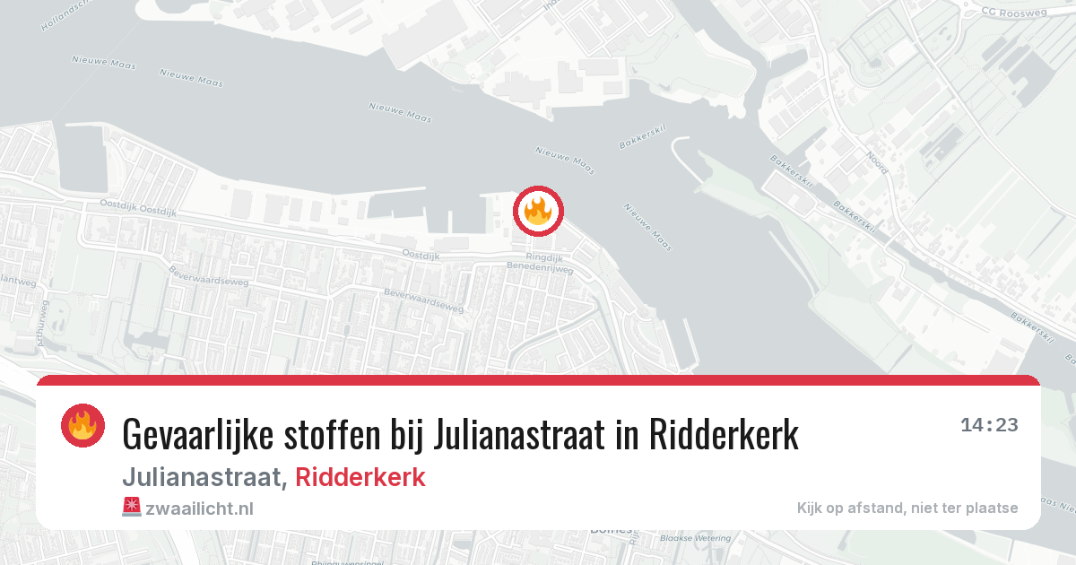 Gevaarlijke stoffen bij Julianastraat in Ridderkerk — 29 apr 2026