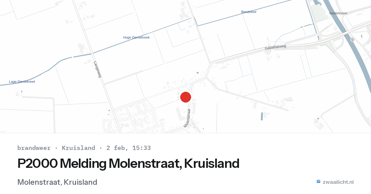 P2000 Melding Molenstraat, Kruisland — 2 feb 2026