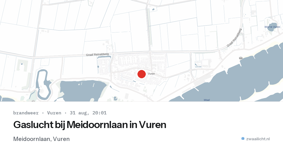 Gaslucht bij Meidoornlaan in Vuren — 31 aug 2026