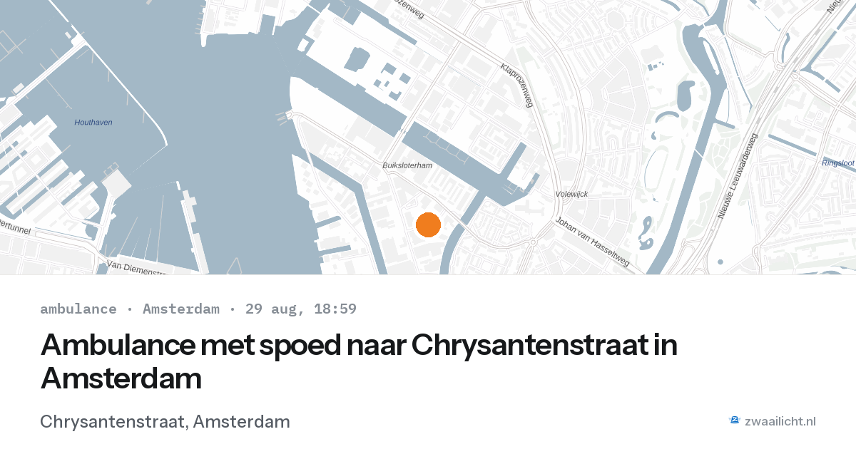 Ambulance met spoed naar Chrysantenstraat in Amsterdam — 29 aug 2026