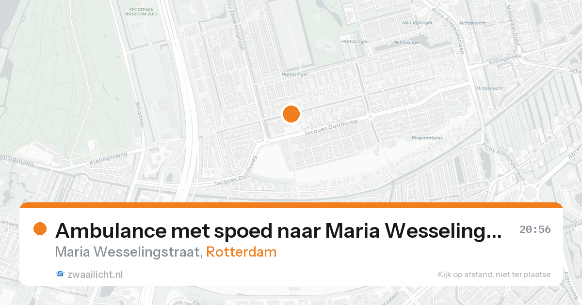 Ambulance met spoed naar Maria Wesselingstraat in Rotterdam — 20 aug 2026