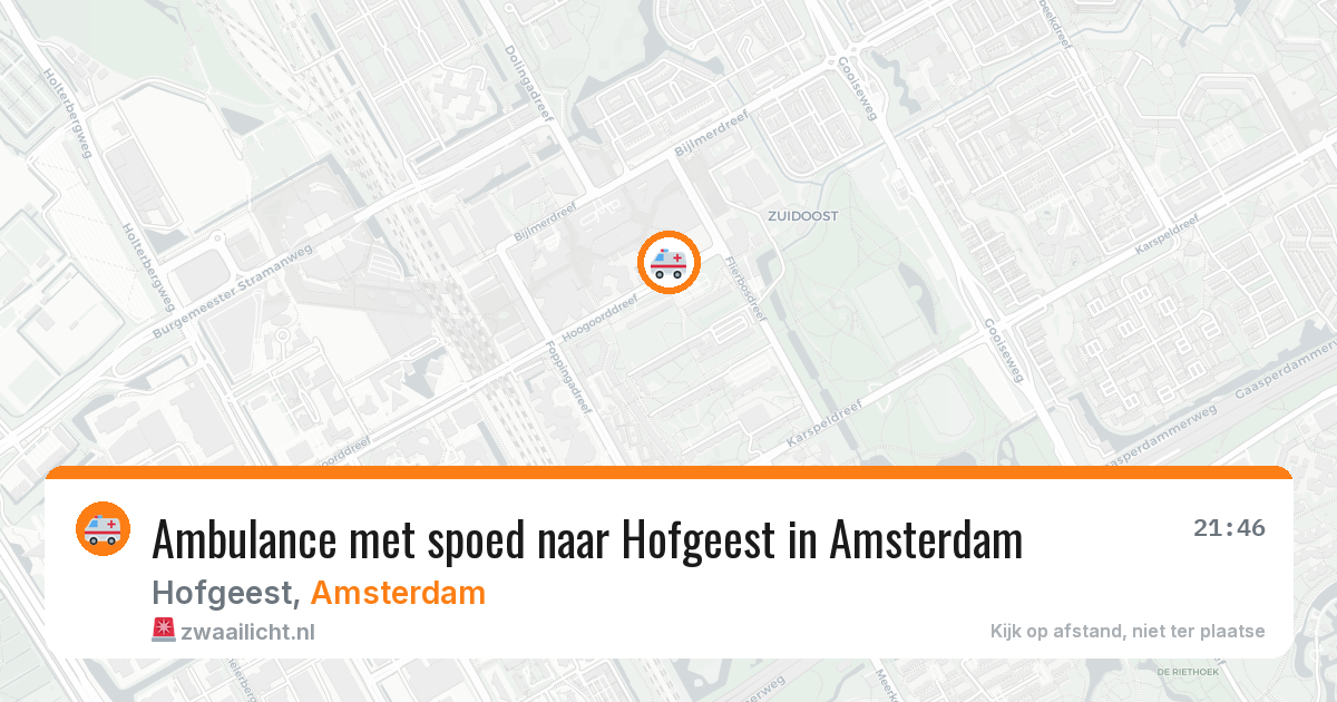 Ambulance met spoed naar Hofgeest in Amsterdam — 17 jul 2026
