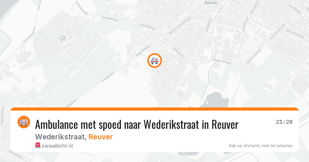 Ambulance met spoed naar Wederikstraat in Reuver — 1 aug 2026