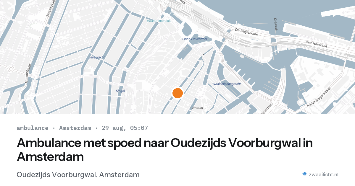 Ambulance met spoed naar Oudezijds Voorburgwal in Amsterdam — 29 aug 2026